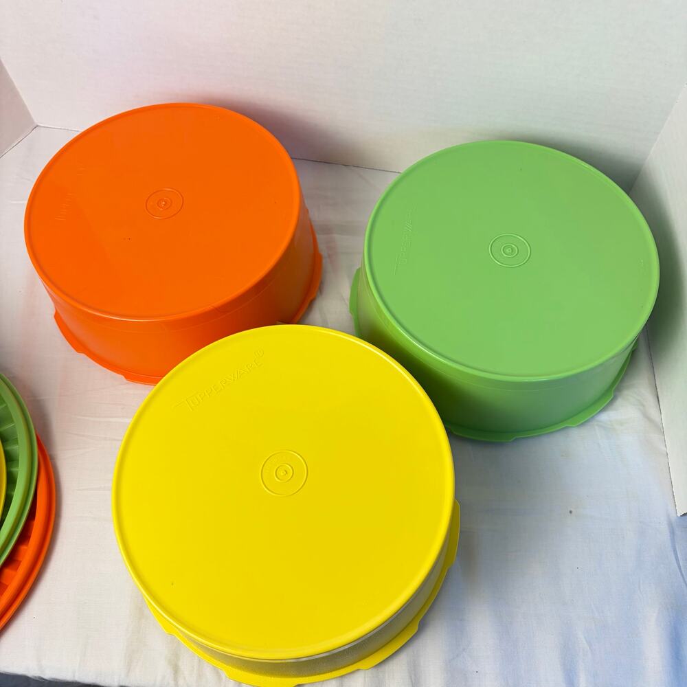 NIB VTG Tupperware Autumn harvest servalier 3 pc stacking canister set 1204 - Picture 6 of 8